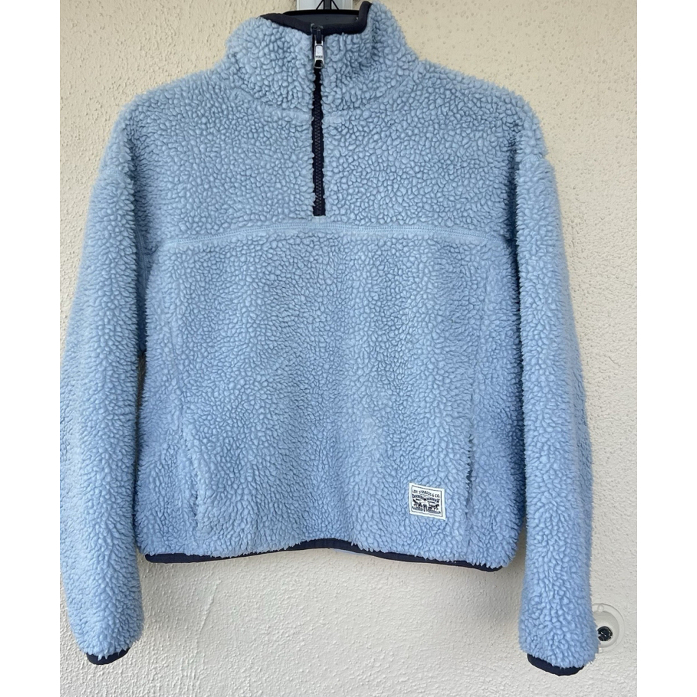 Levi's Sloane Sherpa Pullover Oversized XS Sweatshirt Baby Blue Thick Layer Hike